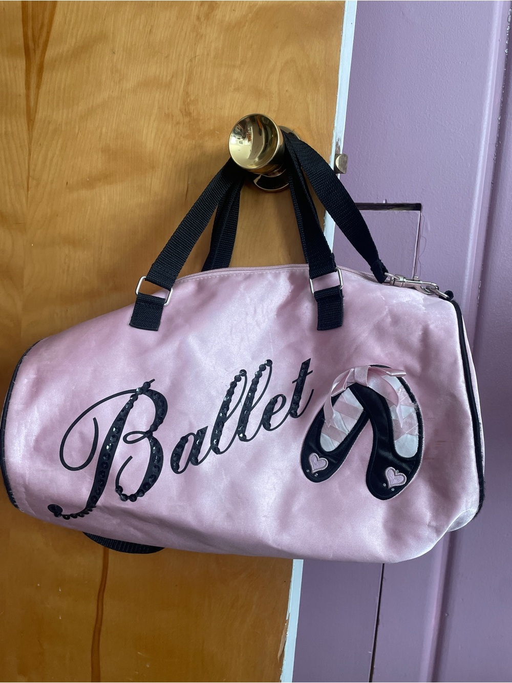 Pink Ballet Duffel Bag with Black Accents